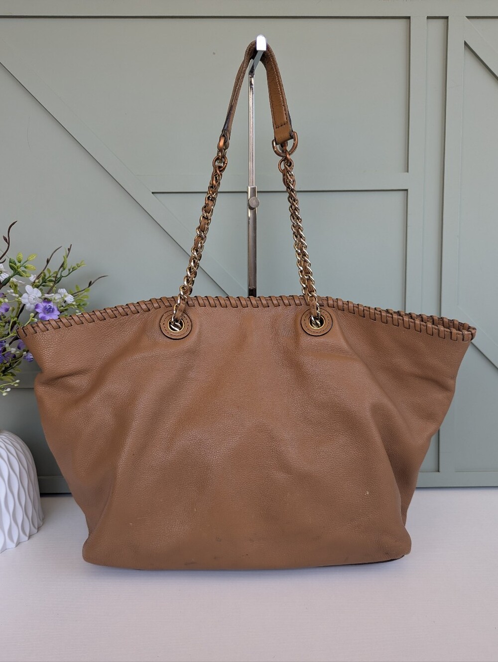 Tory Burch Brown Leather Whipstitch Tote - Picture 6 of 14